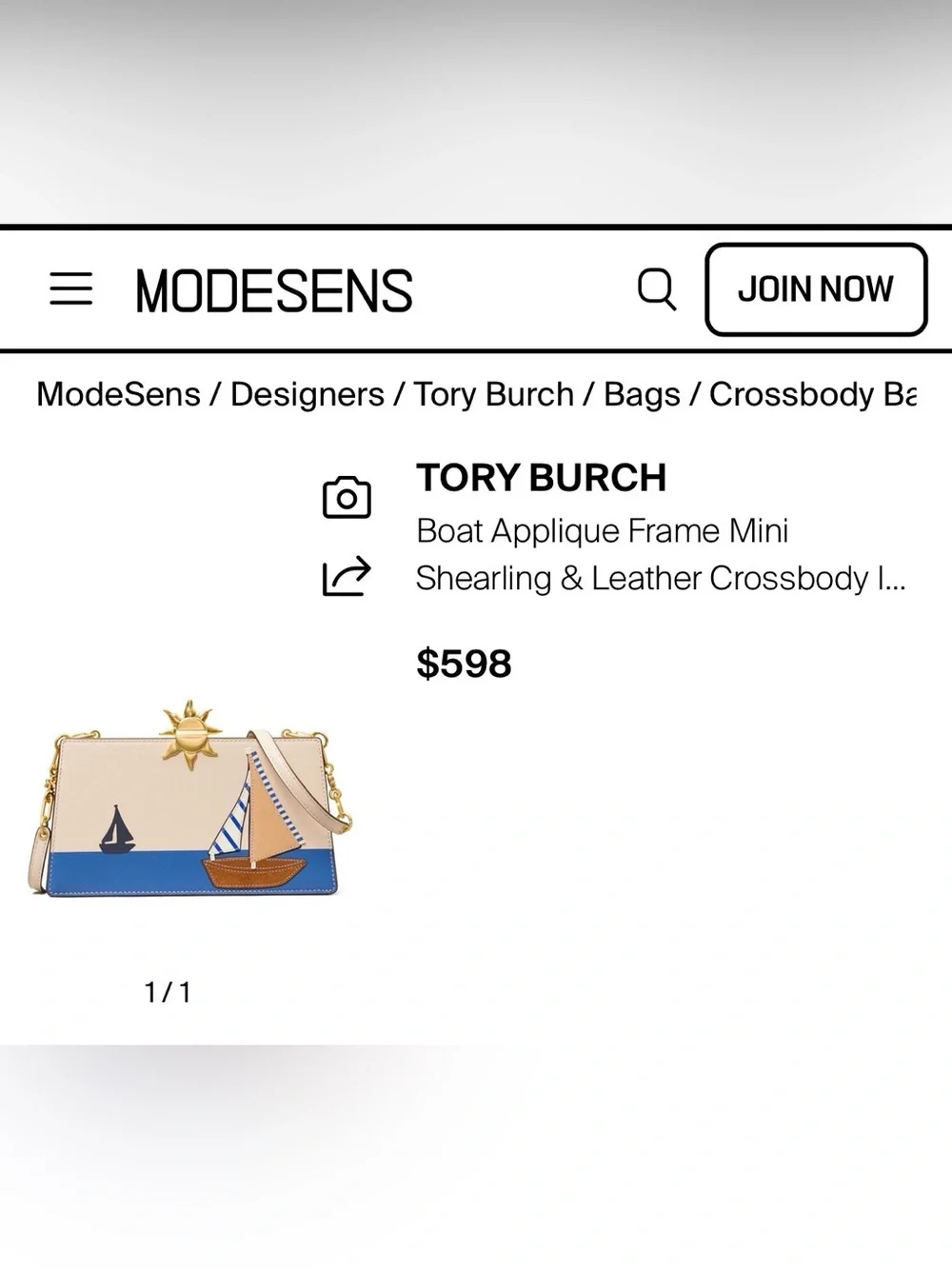 Tory Burch’s Boat Applique Frame Mini Crossbody- new without tags - Picture 5 of 5